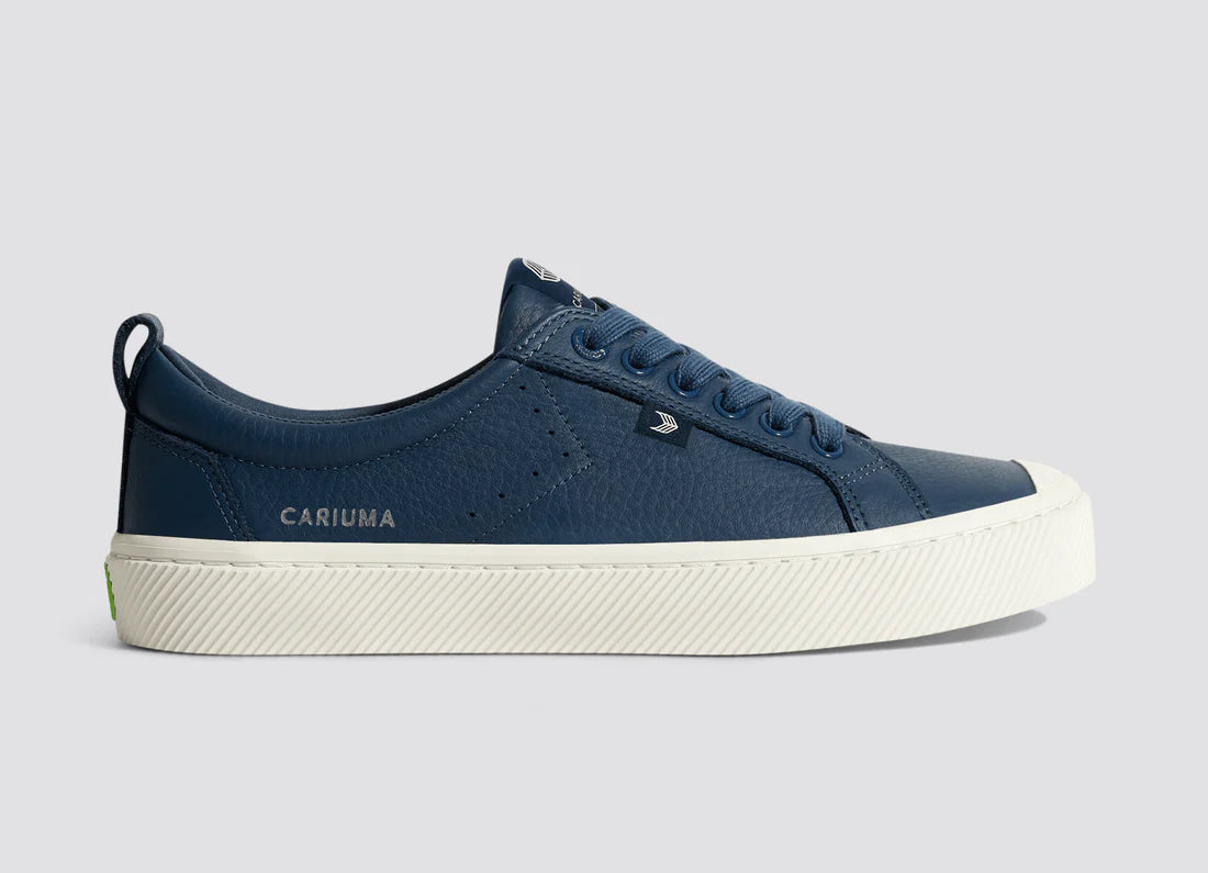 Cariuma OCA Low Pebbled Leather Dark Denim
