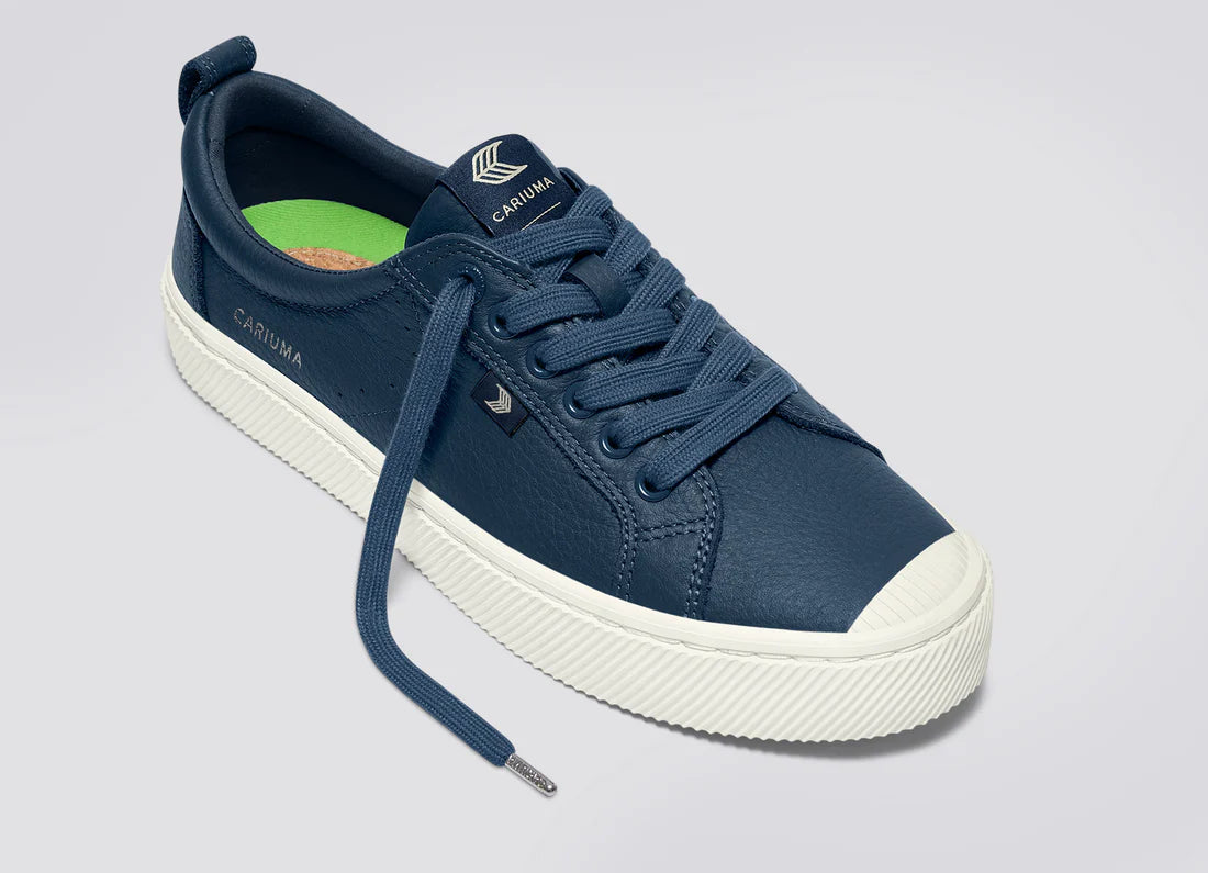 Cariuma OCA Low Pebbled Leather Dark Denim