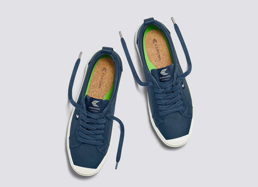 Cariuma OCA Low Pebbled Leather Dark Denim