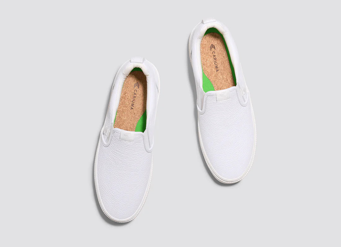 Cariuma Slip-On Pebbled Leather White