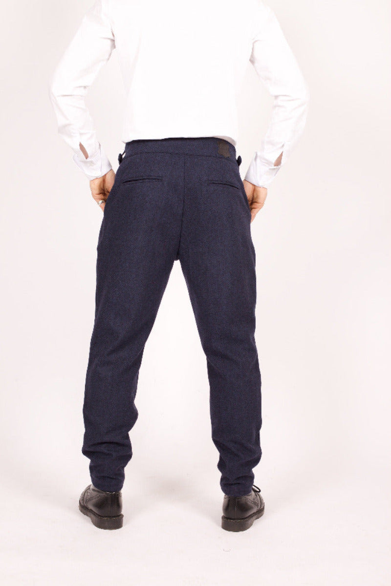 Bowler Berlin Gurkha Hose Fischgrat Dunkelblau