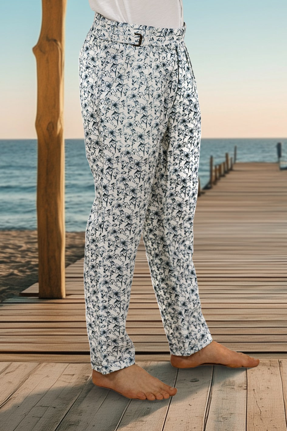 LACONCH "Grand Bahama" Gurkha Leinenhose Allover-Print