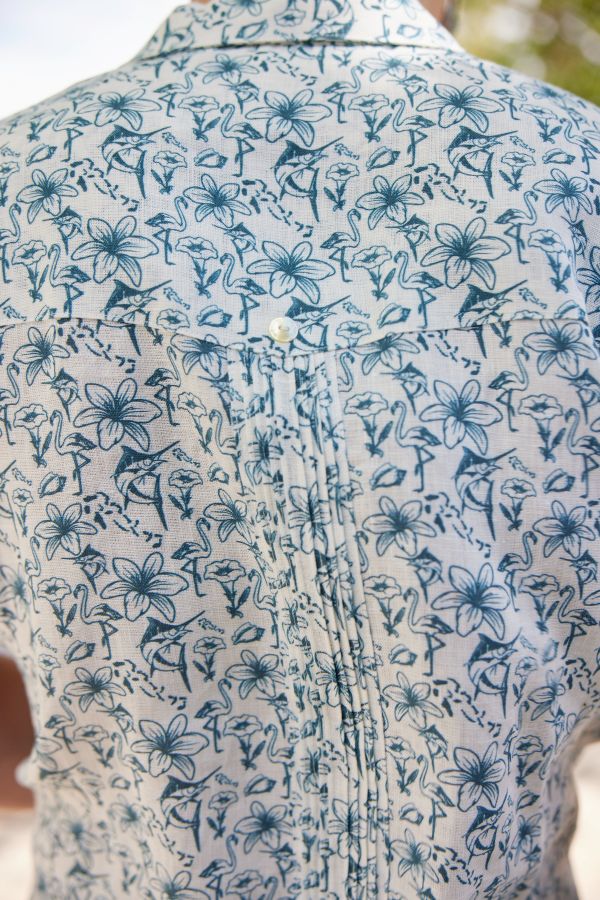LA CONCH "Bahamas Shirt" Leinenhemd mit Motivdruck