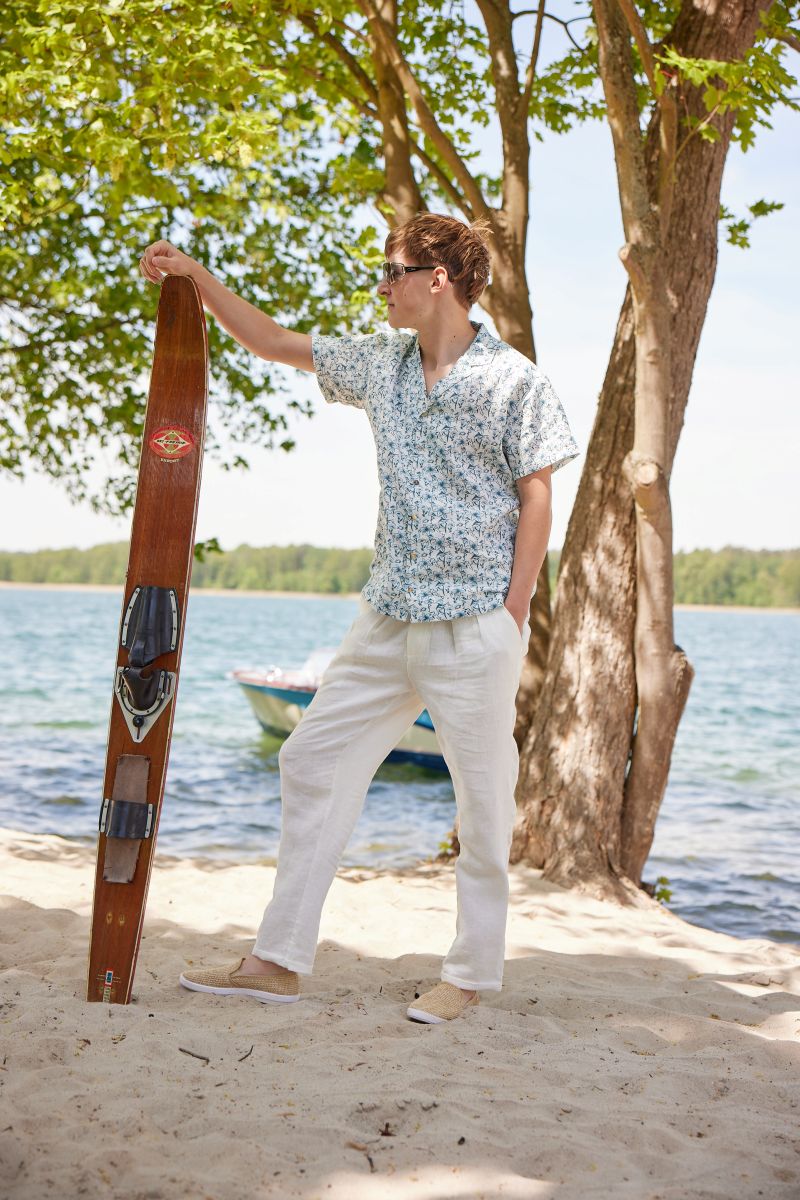 LA CONCH "Bahamas Shirt" Leinenhemd mit Motivdruck