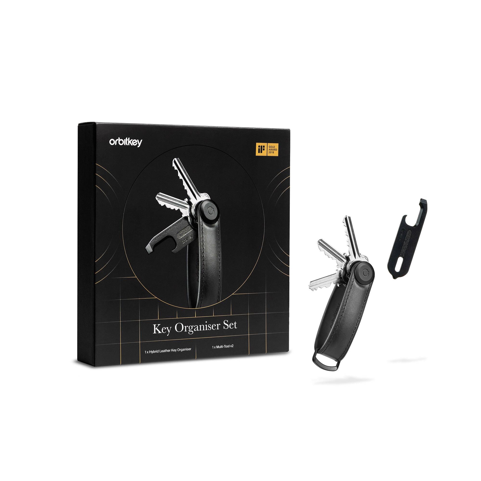 Orbitkey Gift Set Hybrid Leather Black + Multi Tool v2
