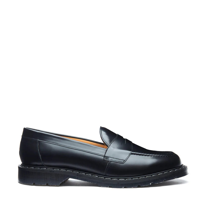 Solovair Black Hi-Shine Penny Loafer