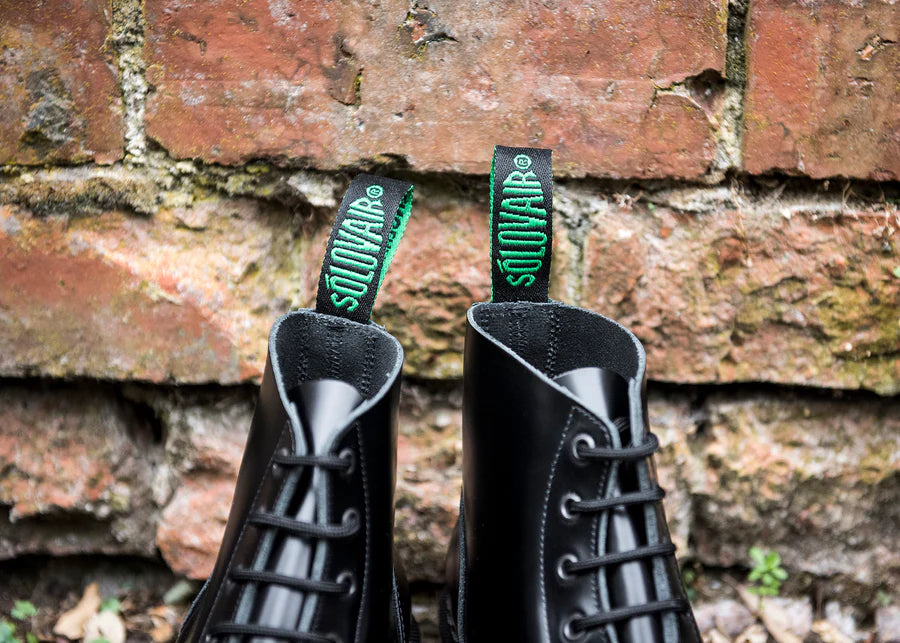 Solovair Black Hi-Shine 6 Eye Astronaut Boot