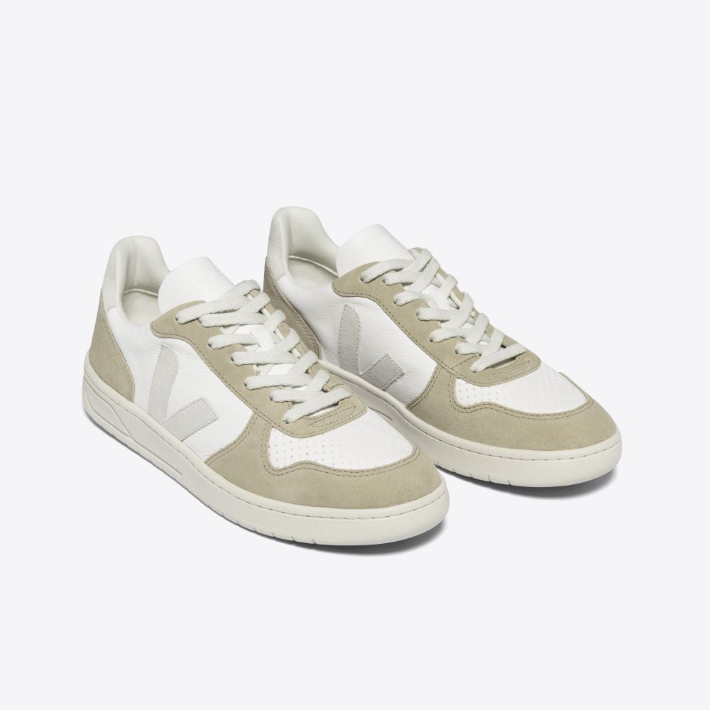 Veja V-10 Chromefree Leather Extra-White Natural Sahara