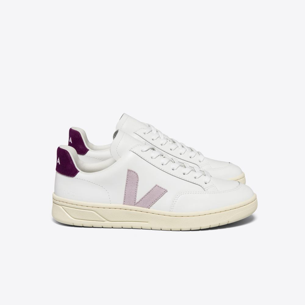 Veja V-12 Leather Extra-White Parme Magenta