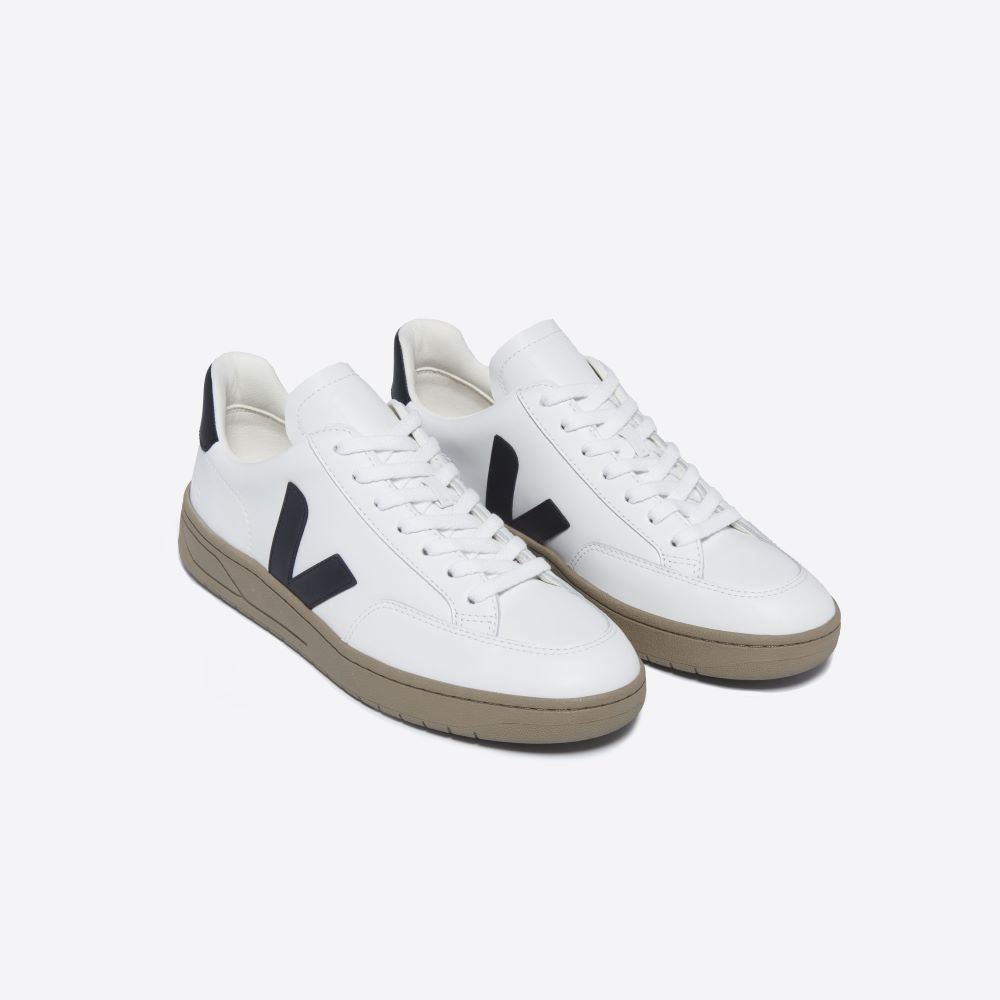Veja V-12 Leather Extra-White Black Dune