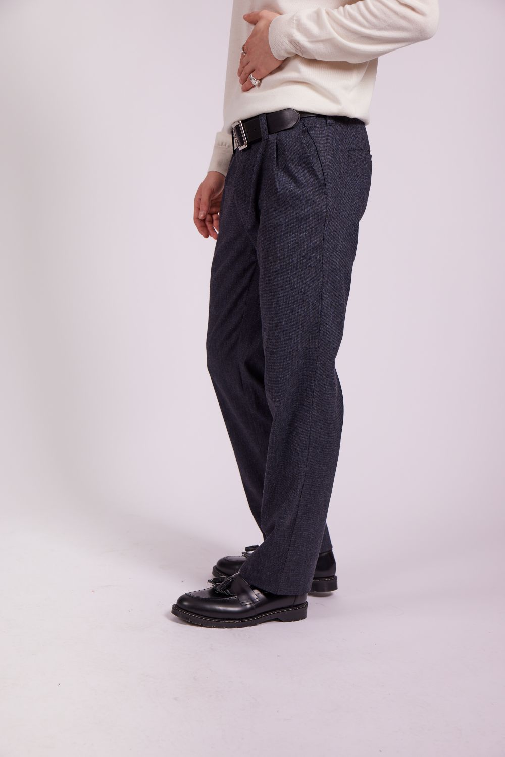 Bowler Berlin "Gatsby" Hose Schwarz-Blau (high waist & straight leg)