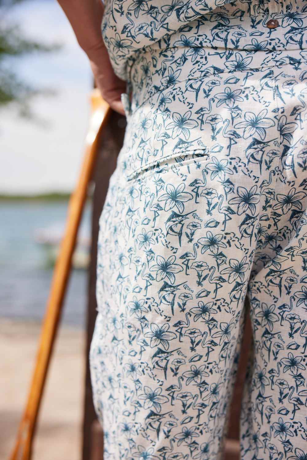 LA CONCH "Grand Bahama" Gurkha Leinenhose Allover-Print