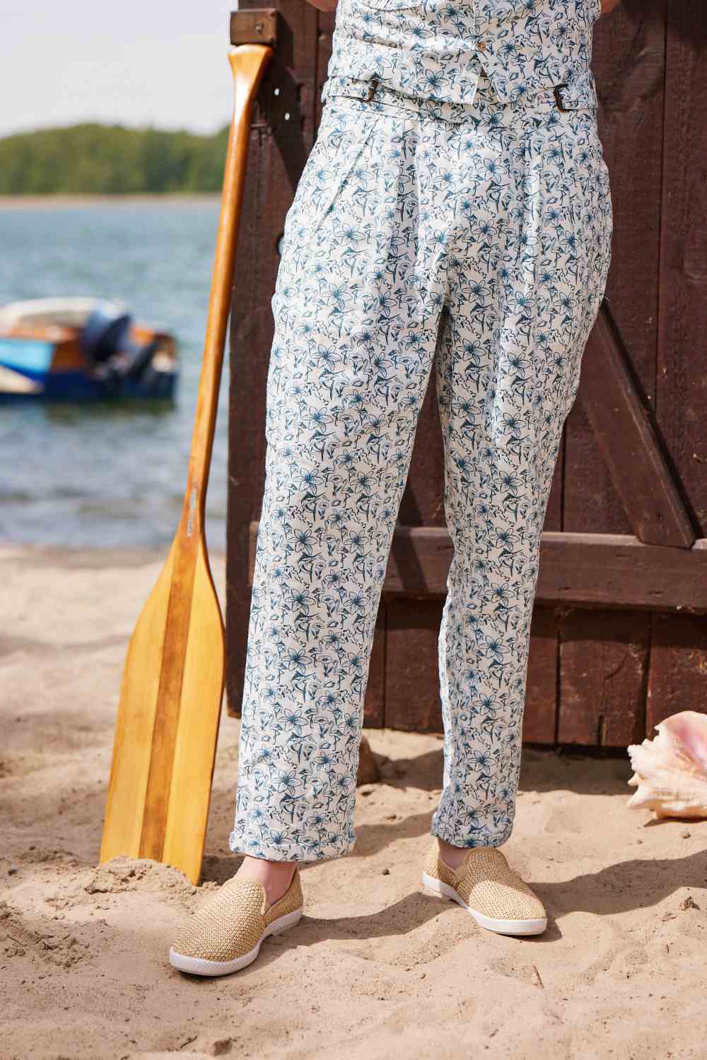 LA CONCH "Grand Bahama" Gurkha Leinenhose Allover-Print