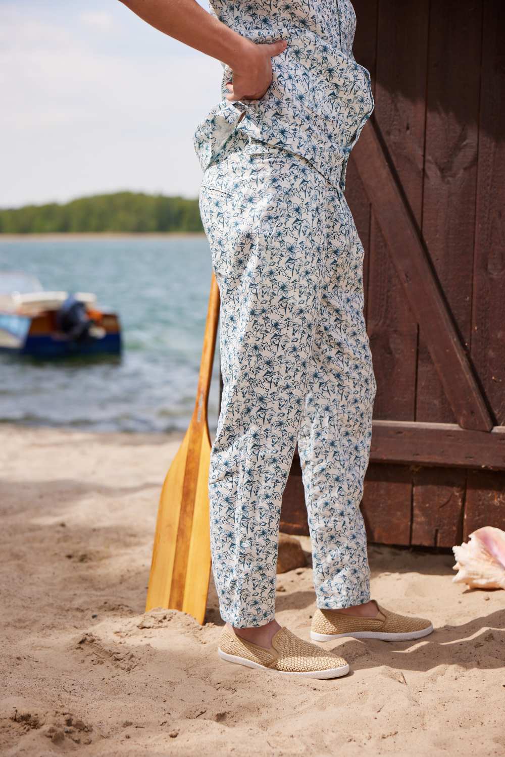 LA CONCH "Grand Bahama" Gurkha Leinenhose Allover-Print