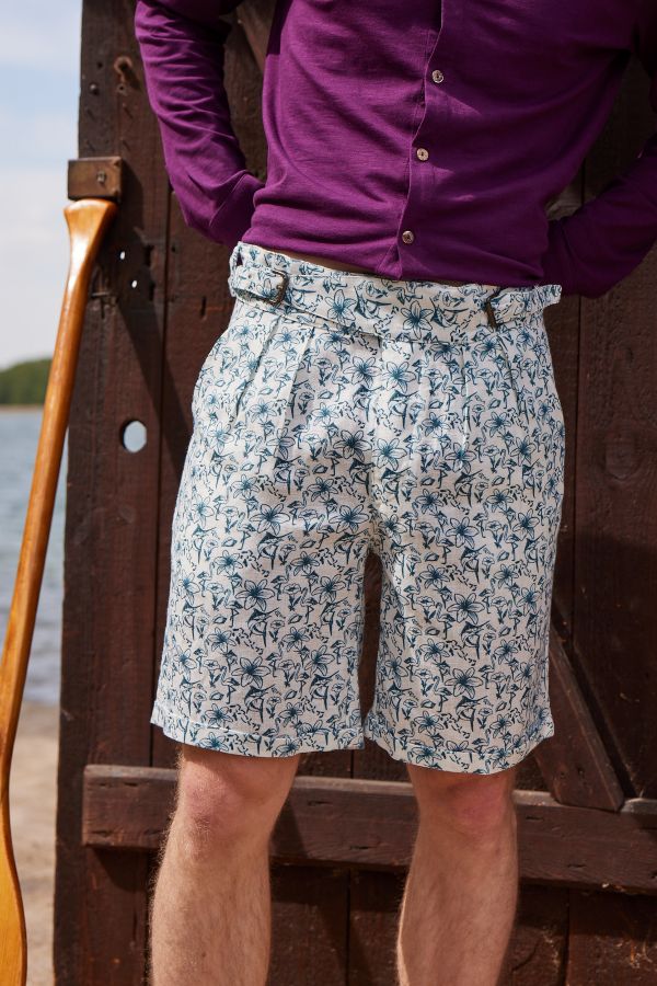 LA CONCH "Grand Bahama" Gurkha Leinenshorts Allover-Print