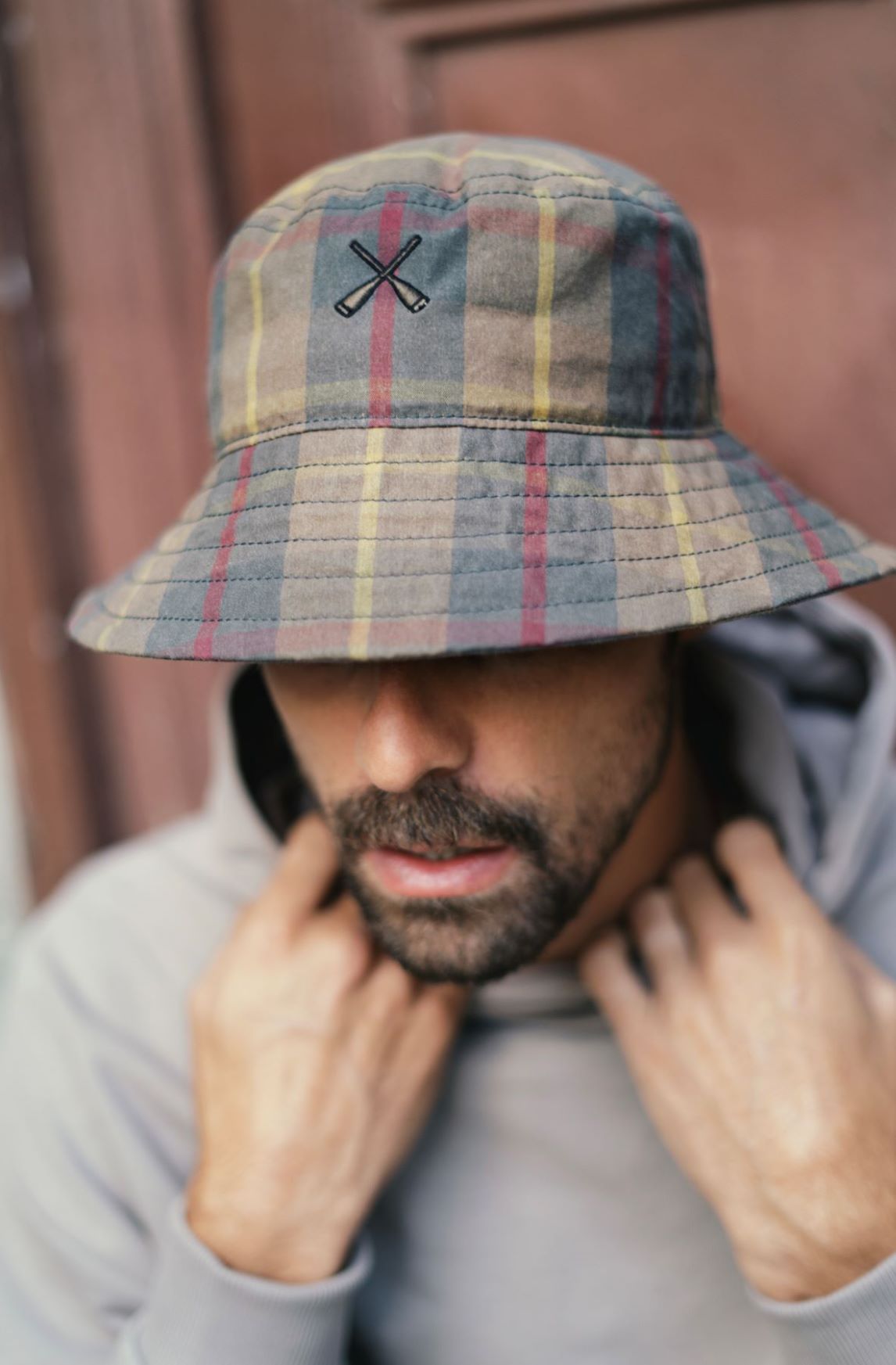 Béton Ciré Bucket Hat Check Pattern Waterproof