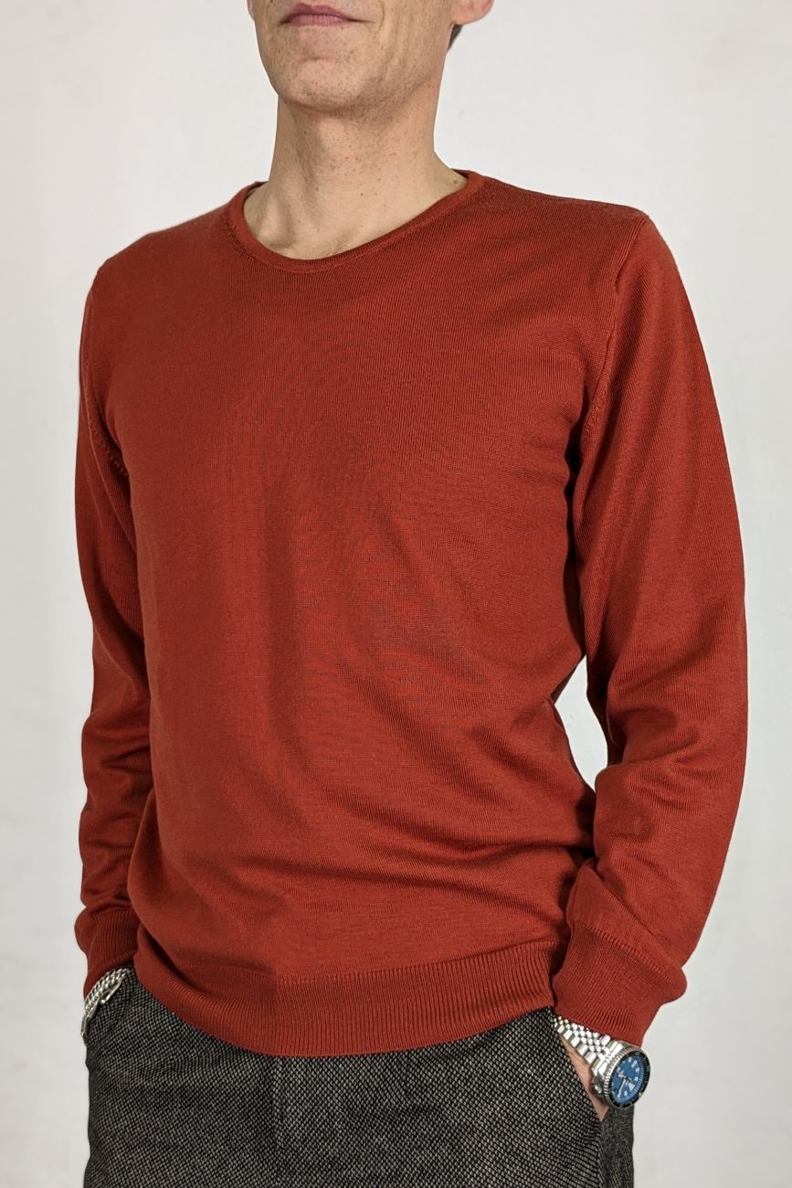 Director´s Cut Merinowolle Pullover Korallenrot