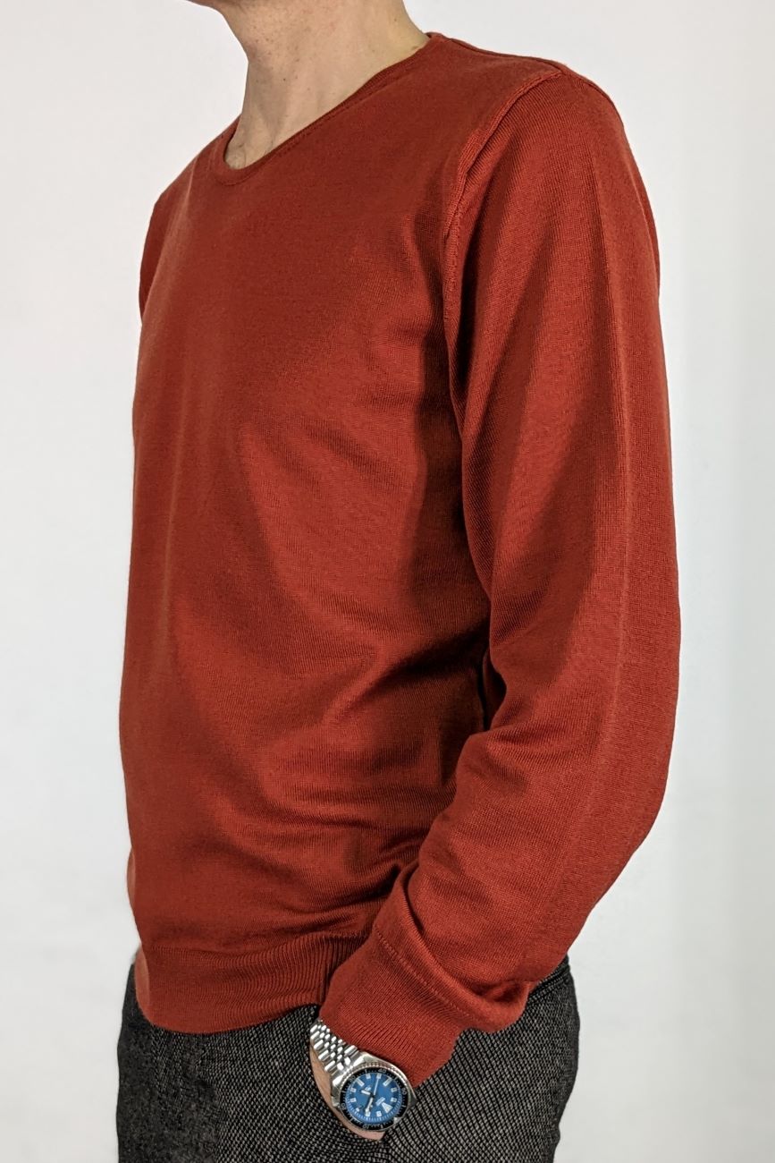 Director´s Cut Merinowolle Pullover Korallenrot