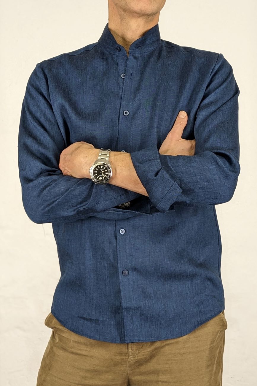 Director´s Cut Hemd "Walli" Leinen Navy
