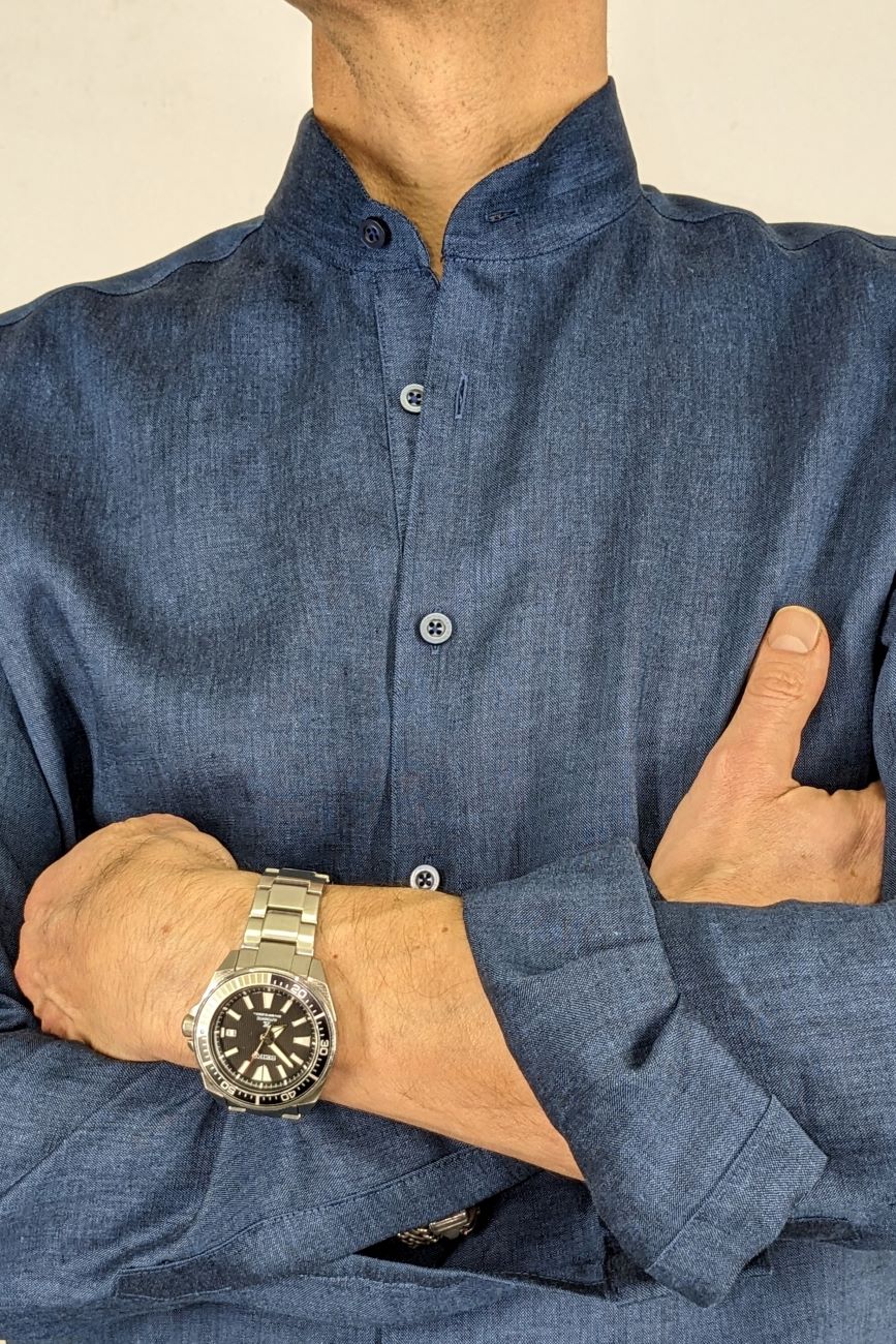 Director´s Cut Hemd "Walli" Leinen Navy
