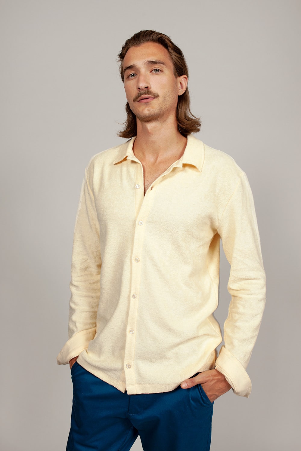 Bowler Berlin "Diplomat" Longsleeve Buttoned Polo Vanilla