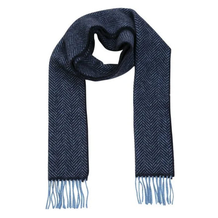 Irischer Wollschal Merino Kaschmir Blauer Fischgrat