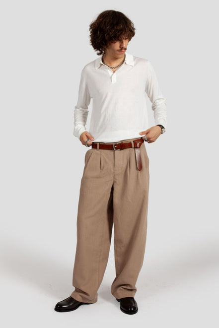 Bowler Berlin Hose "Barrique" Sand (barrel leg pants)