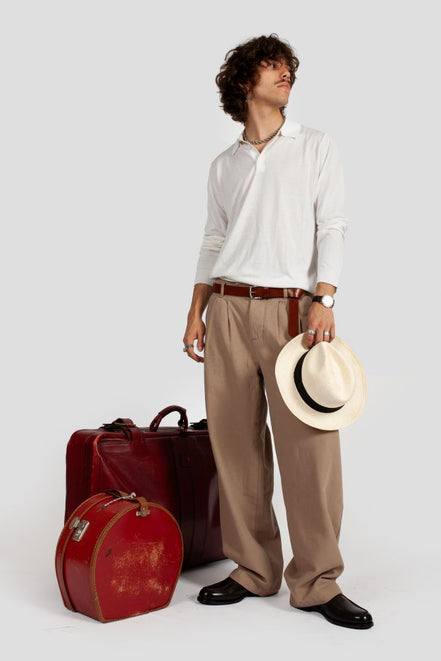 Bowler Berlin Hose "Barrique" Sand (barrel leg pants)