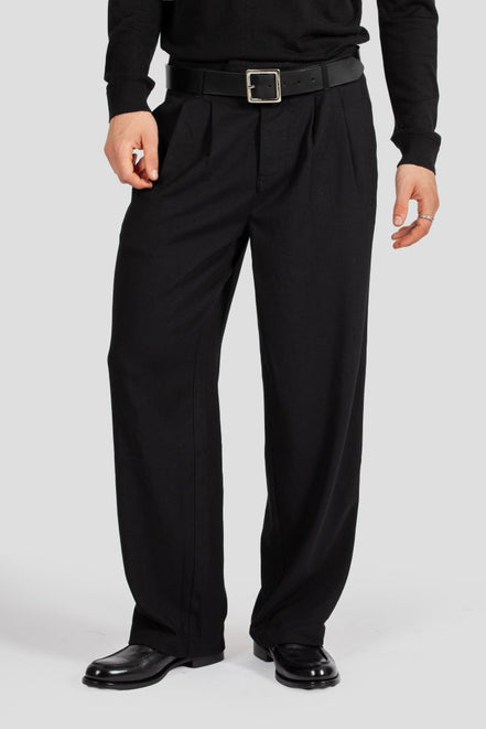 Bowler Berlin "Oxford Rower" Hose Schwarz (high waist & wide leg)