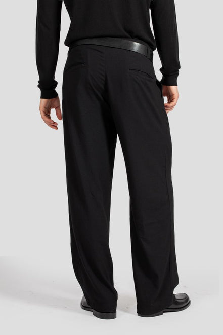 Bowler Berlin "Oxford Rower" Hose Schwarz (high waist & wide leg)