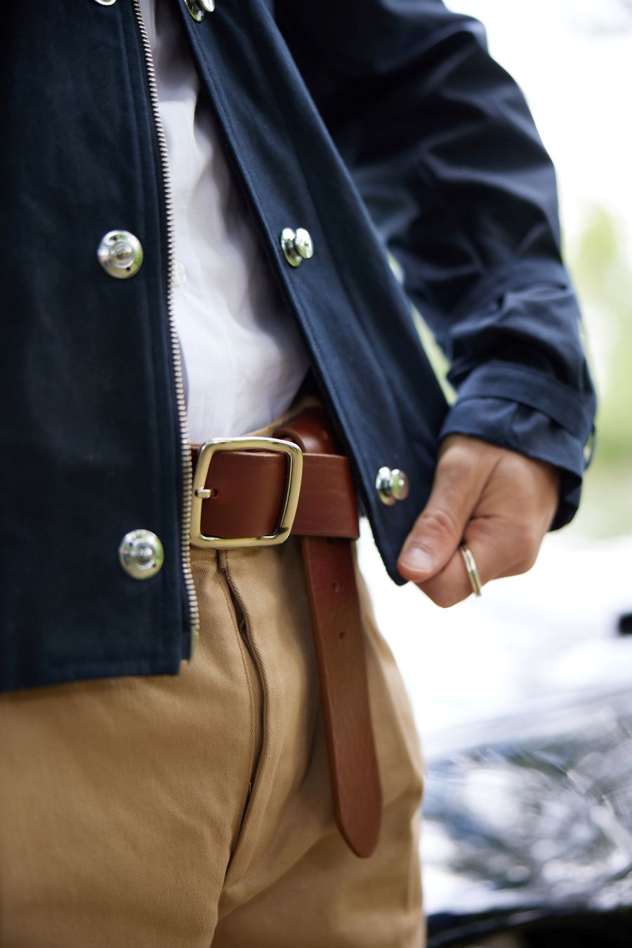 Bowler Racing Jacke mit Uhrenfenster Navy