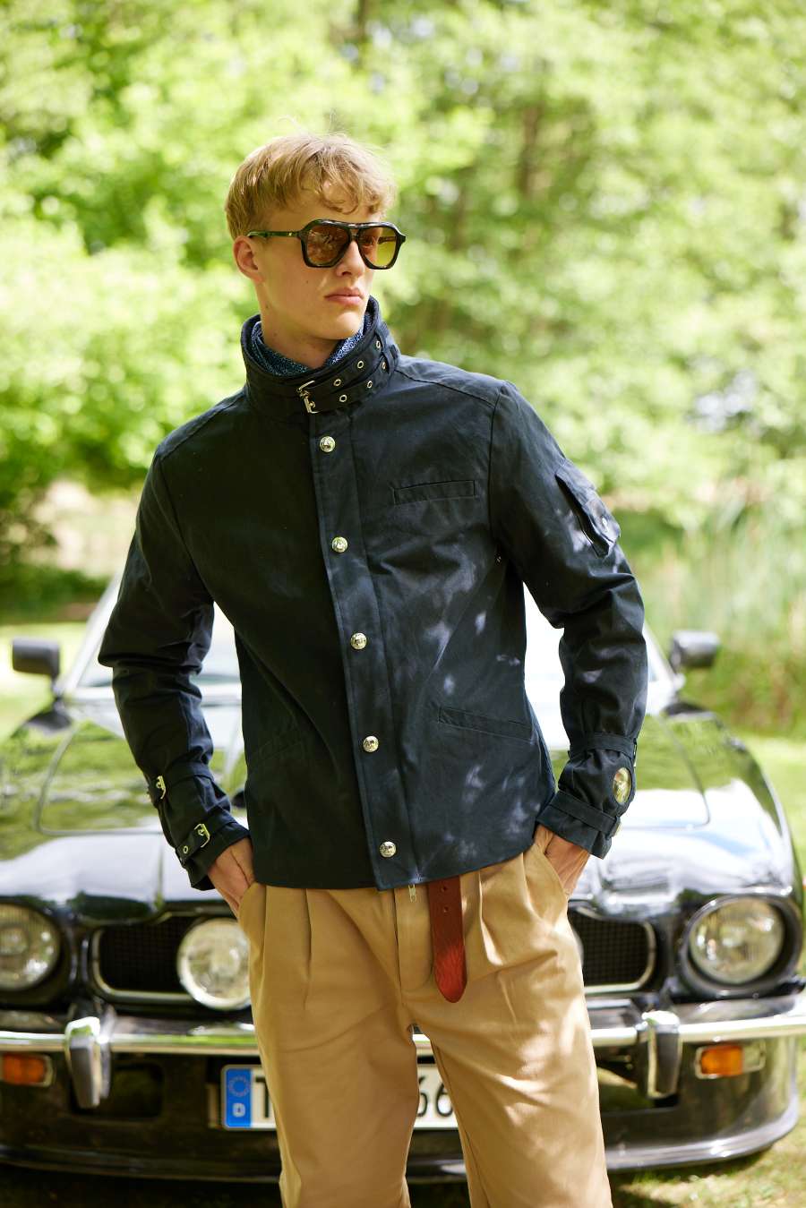 Bowler Racing Jacke mit Uhrenfenster Navy