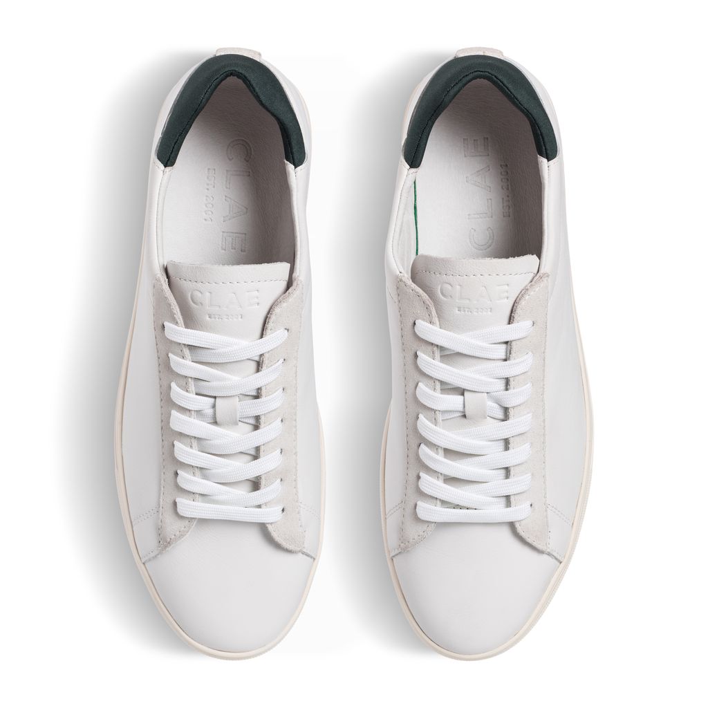 Clae Bradley White Leather Dark Forest
