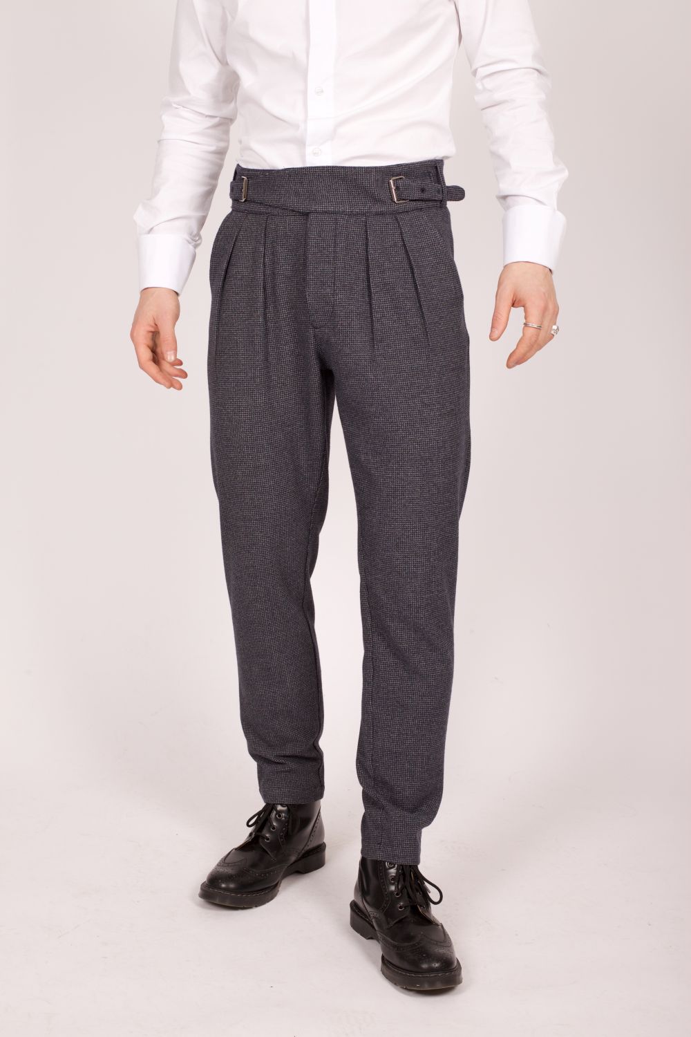 Bowler Berlin Gurkha Hose Pepita Grau-Blau