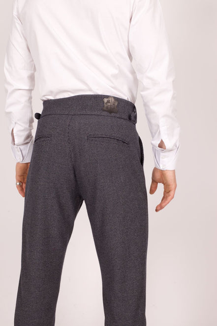 Bowler Berlin Gurkha Hose Pepita Grau-Blau
