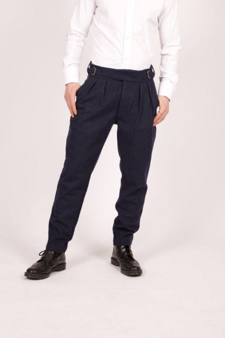 Bowler Berlin Gurkha Hose Fischgrat Dunkelblau