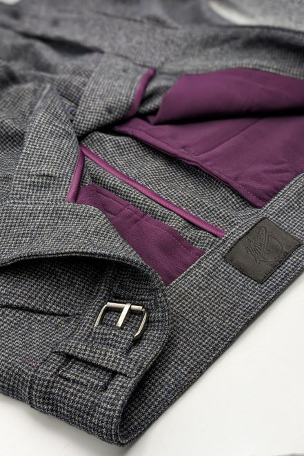 Bowler Berlin Gurkha Hose Pepita Grau-Blau