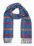 Irischer Wollschal Blau, Orange, Rot, Kariert