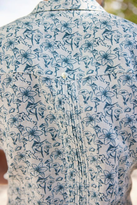 LA CONCH "Bahamas Shirt" Leinenhemd mit Motivdruck