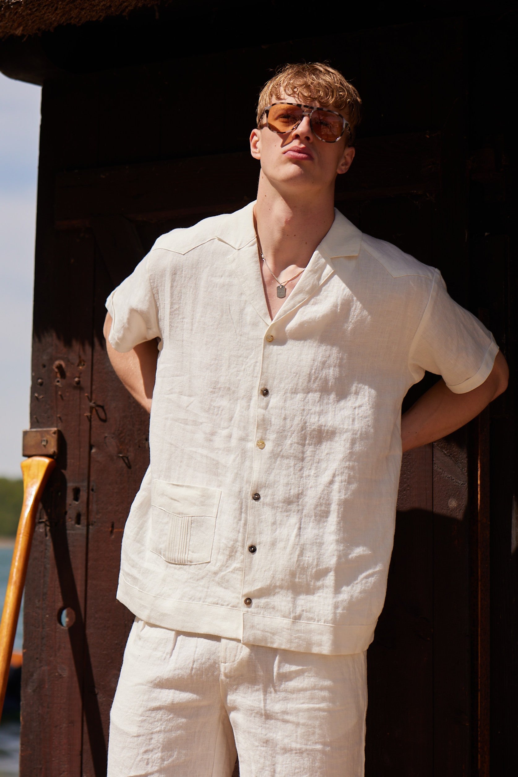 LA CONCH "Hemingway Shirt" Leinenhemd Off White