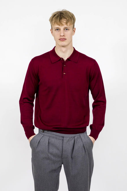 Bowler Berlin Merino Polo Burgund Burgund dark