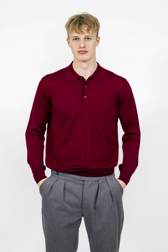 Bowler Berlin Merino Polo Burgund Burgund dark