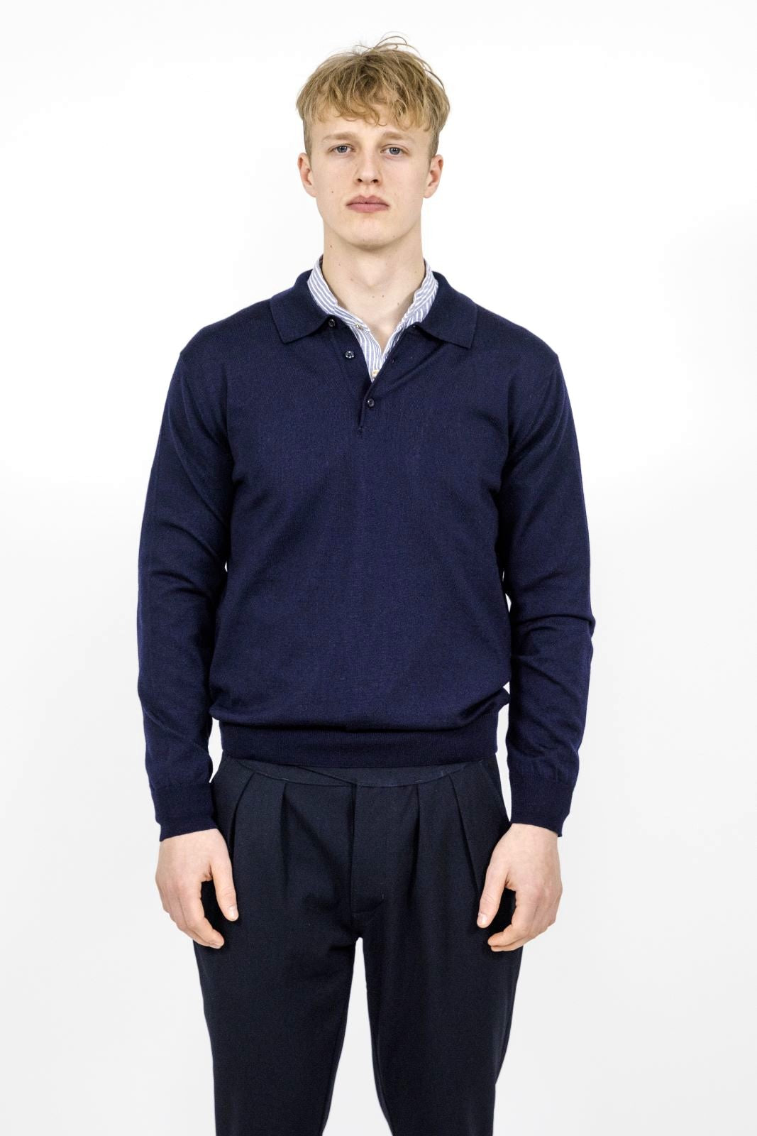 Bowler Berlin Merino Polo Nachtblau