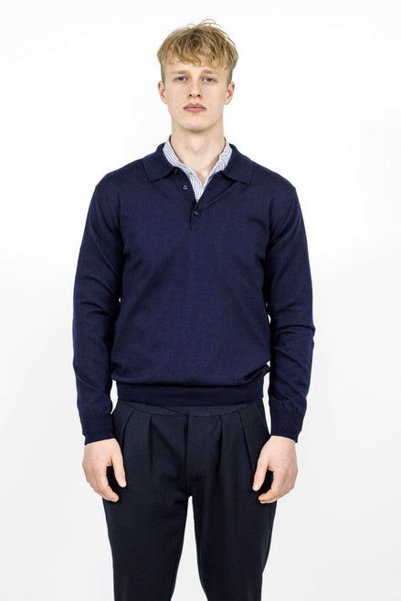 Bowler Berlin Merino Polo Nachtblau