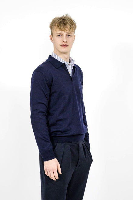 Bowler Berlin Merino Polo Nachtblau