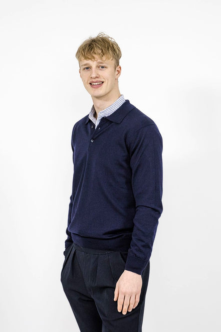 Bowler Berlin Merino Polo Nachtblau