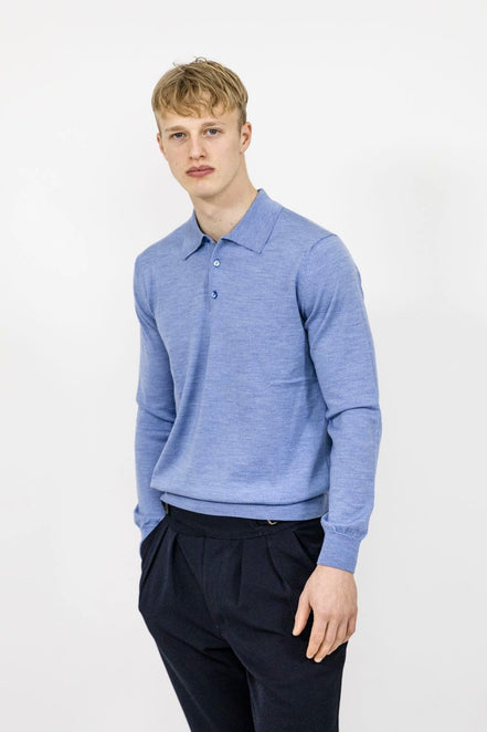 Bowler Berlin Merino Polo Hellblau
