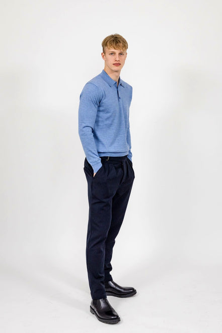 Bowler Berlin Merino Polo Hellblau