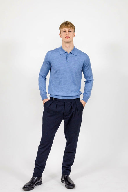 Bowler Berlin Merino Polo Hellblau