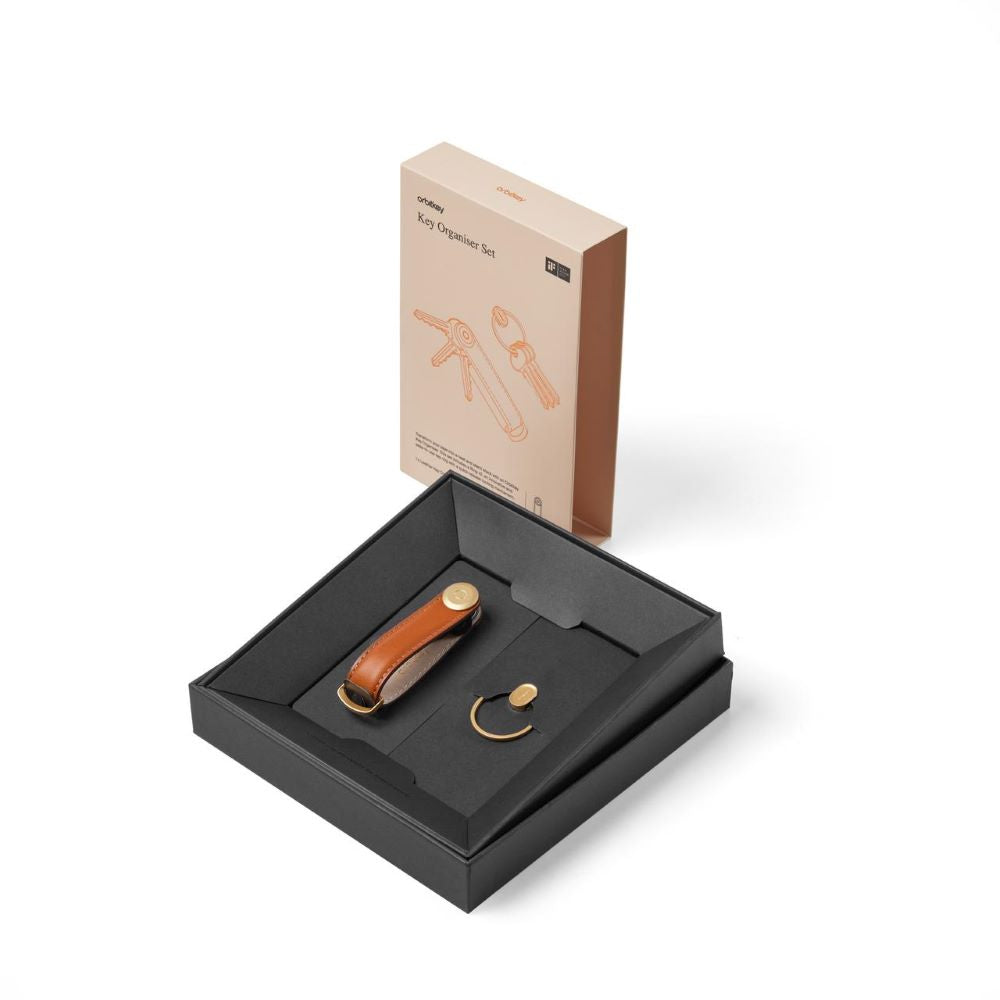 Orbitkey Gift Set Leather Cognac + Ring v2